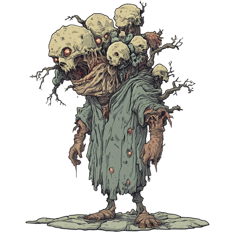 Multi-Headed Zombie V2 Vinyl Car Decal Sticker – Waterproof & UV-Resistant 8"