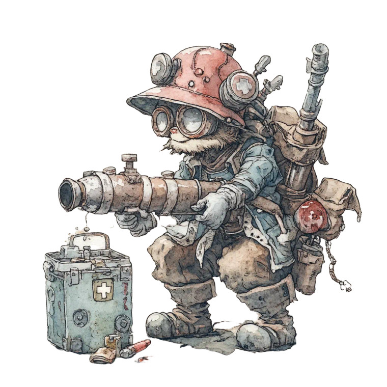 Steampunk Repair Character Vinyl Car Decal Sticker – Waterproof & UV-Resistant 8"