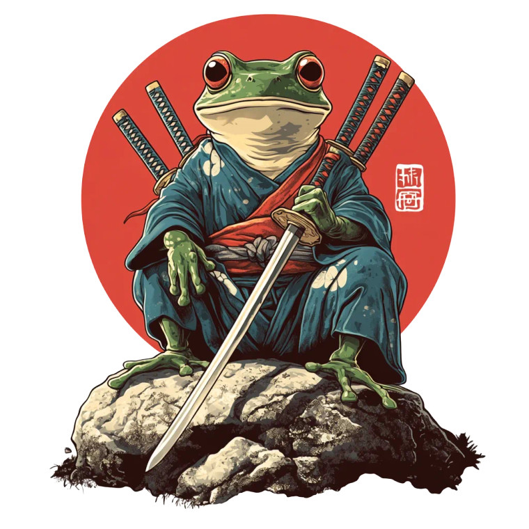 Samurai Frog Logo Vinyl Car Decal Sticker – Waterproof & UV-Resistant 8"
