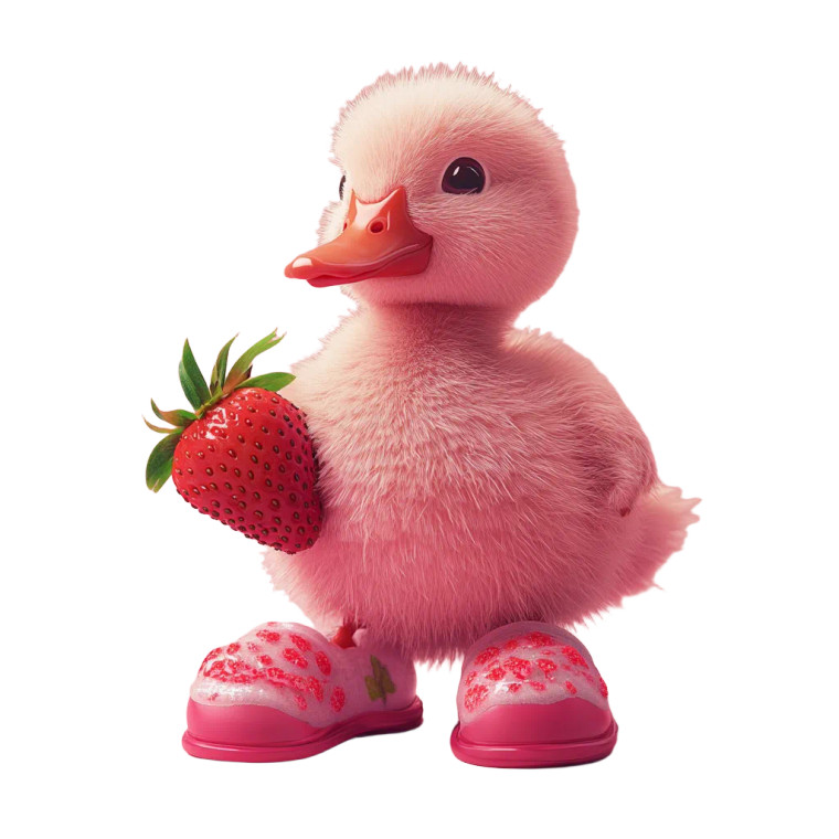 Pink Strawberry Duckling Vinyl Car Decal Sticker – Waterproof & UV-Resistant 8"
