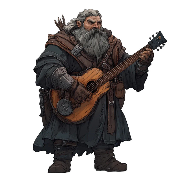 Dwarf Bard Sprite Vinyl Car Decal Sticker – Waterproof & UV-Resistant 8"