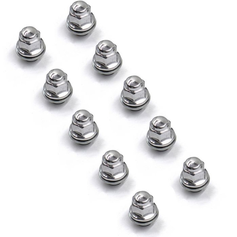 Enhance Your Wheels with Chrome Plated 12x1.5 Mag Shank Lug Nuts (Set of 10) | Reliable Corrosion Resistance