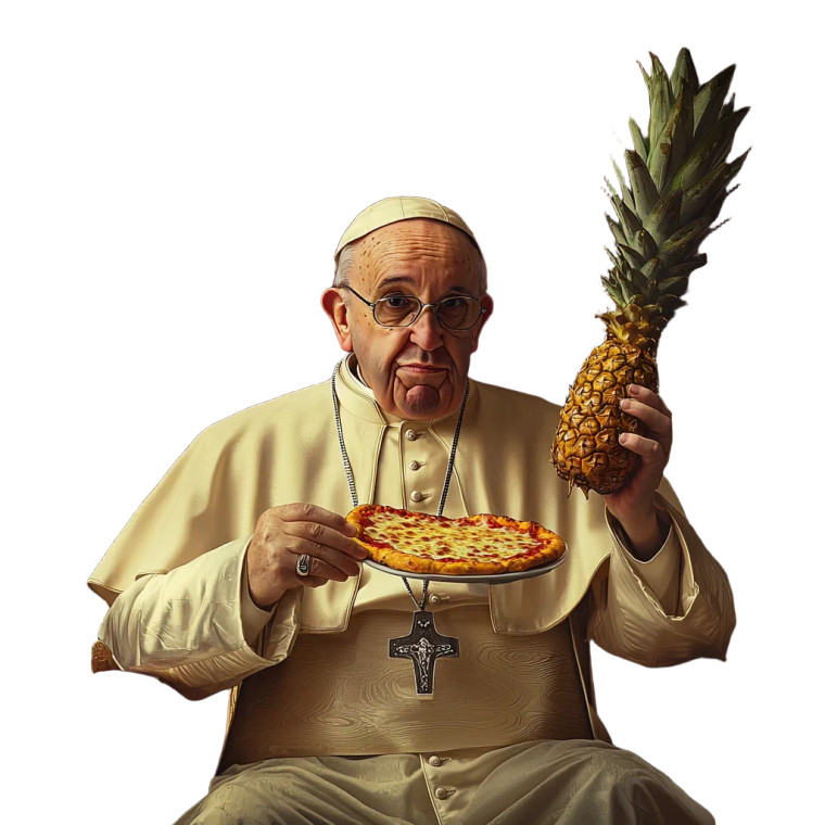 Pope Eating Pizza Vinyl Car Decal Sticker – Waterproof & UV-Resistant 8"