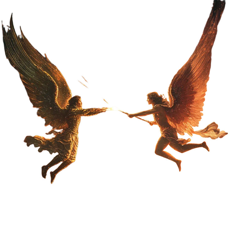 Angelic Space Duel Vinyl Car Decal Sticker – Waterproof & UV-Resistant 8"