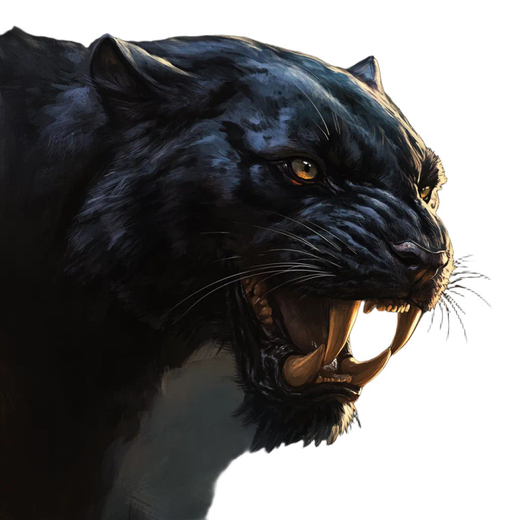 Black Sabertooth Tiger Vinyl Car Decal Sticker – Waterproof & UV-Resistant 8"