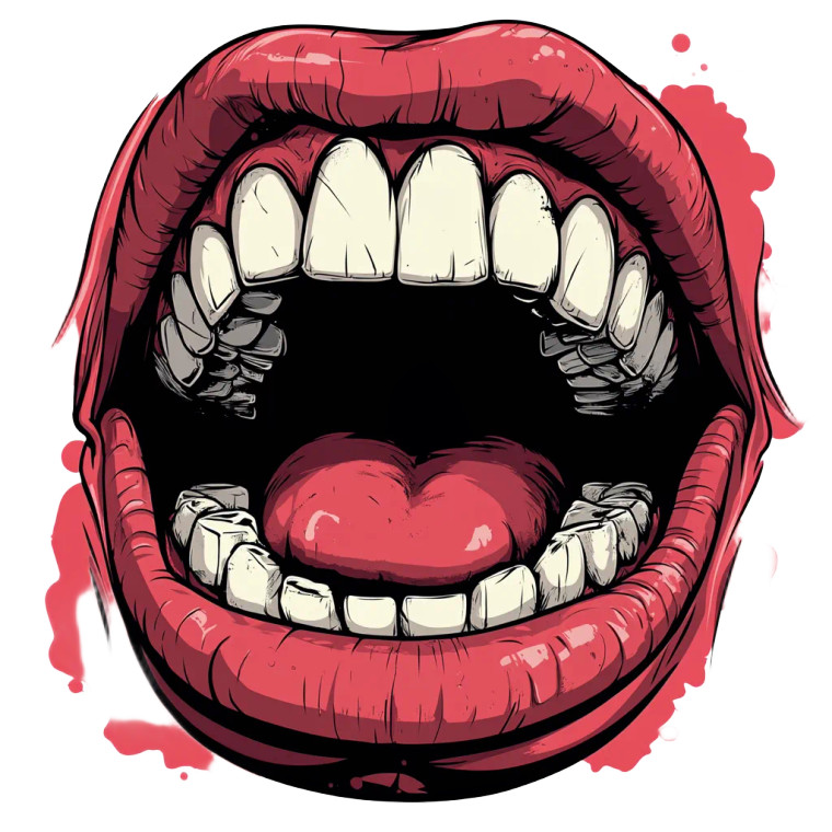 Chomping Cartoon Mouth Vinyl Car Decal Sticker – Waterproof & UV-Resistant 8"