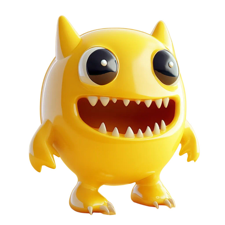 Yellow Monster Vinyl Car Decal Sticker – Waterproof & UV-Resistant 8"