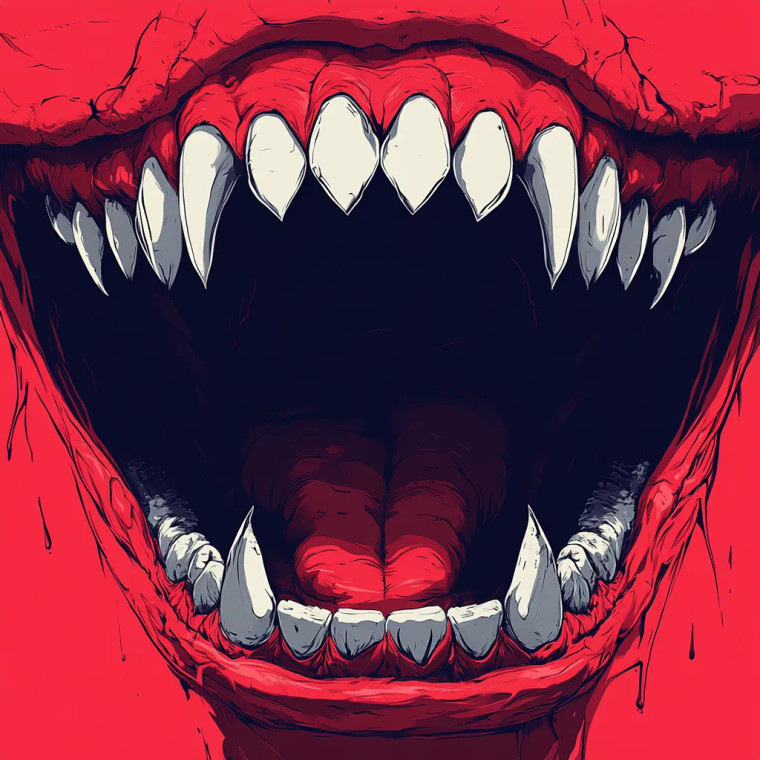 Monster Teeth Closeup Vinyl Car Decal Sticker – Waterproof & UV-Resistant 8"