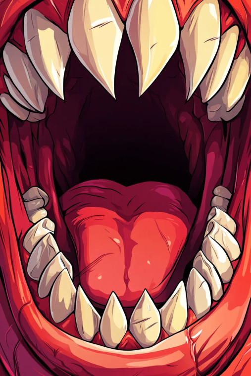 Cartoon Sharp Teeth Vinyl Car Decal Sticker – Waterproof & UV-Resistant 8"