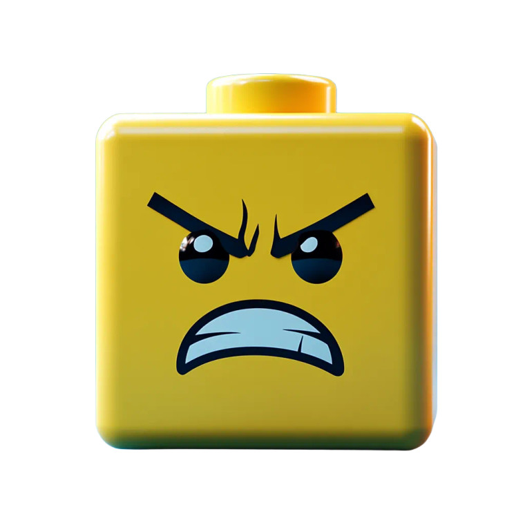 Angry Lego Face Vinyl Car Decal Sticker – Waterproof & UV-Resistant 8"