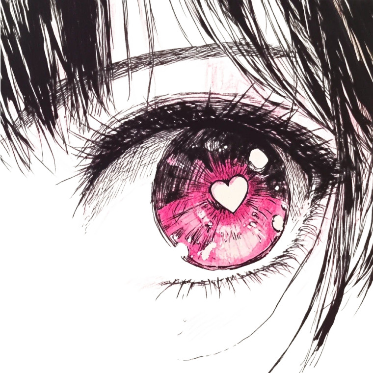 Pink Heart Eye Vinyl Car Decal Sticker – Waterproof & UV-Resistant 8"