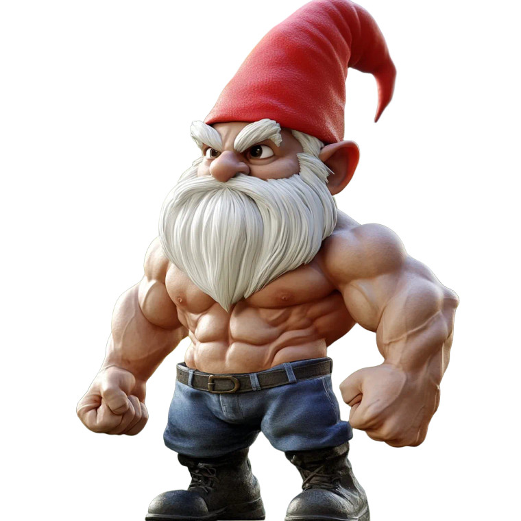 Buff Gnome Cartoon Vinyl Car Decal Sticker – Waterproof & UV-Resistant 8"