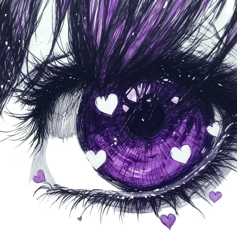 Anime Eyes Hearts Vinyl Car Decal Sticker – Waterproof & UV-Resistant 8"