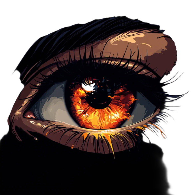 Fiery Anime Eyes Vinyl Car Decal Sticker – Waterproof & UV-Resistant 8"