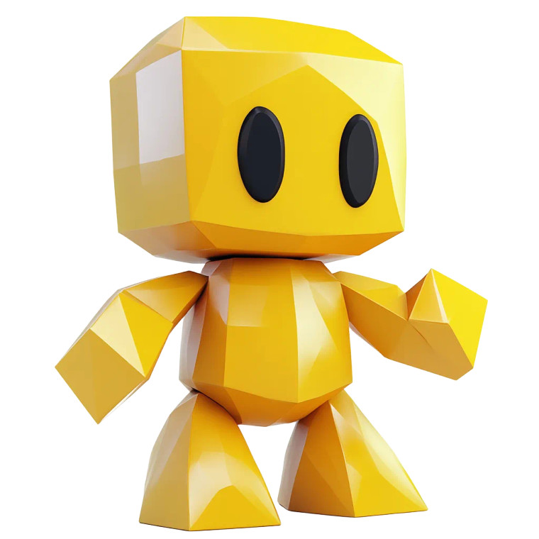 Low-Poly Yellow Character Vinyl Car Decal Sticker – Waterproof & UV-Resistant 8"