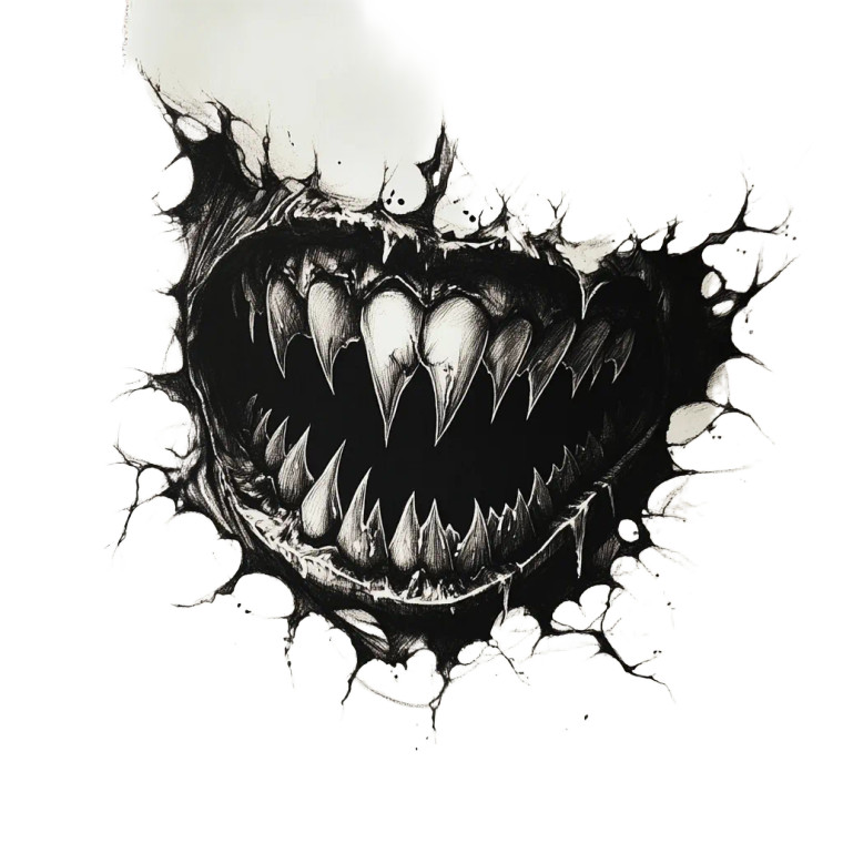 Demonic Mouth Tattoo Vinyl Car Decal Sticker – Waterproof & UV-Resistant 8"
