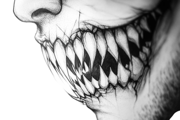 Sharp Teeth Tattoo Vinyl Car Decal Sticker – Waterproof & UV-Resistant 8"