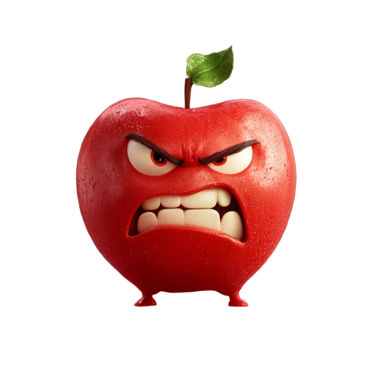 Angry Apple Man Vinyl Car Decal Sticker – Waterproof & UV-Resistant 8"