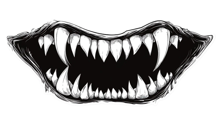 Vampire Teeth Sticker Vinyl Car Decal Sticker – Waterproof & UV-Resistant 8"