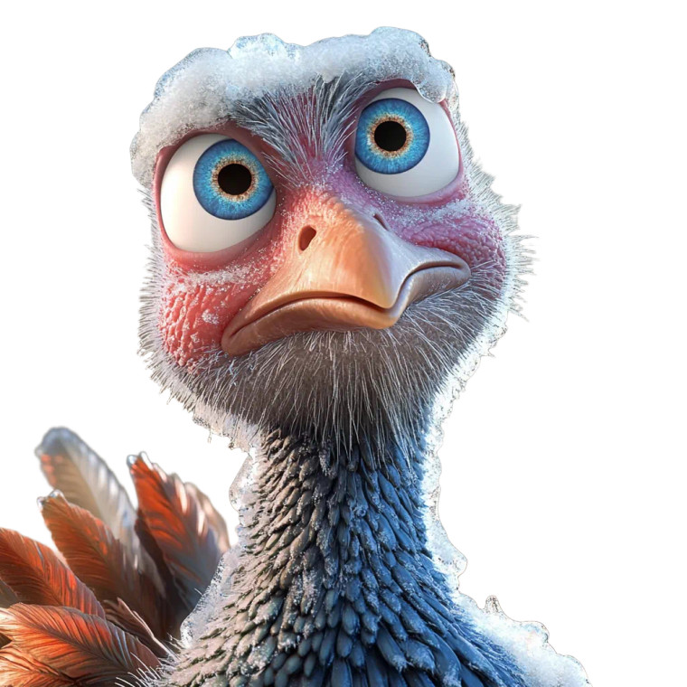 Freezing Cartoon Turkey Vinyl Car Decal Sticker – Waterproof & UV-Resistant 8"