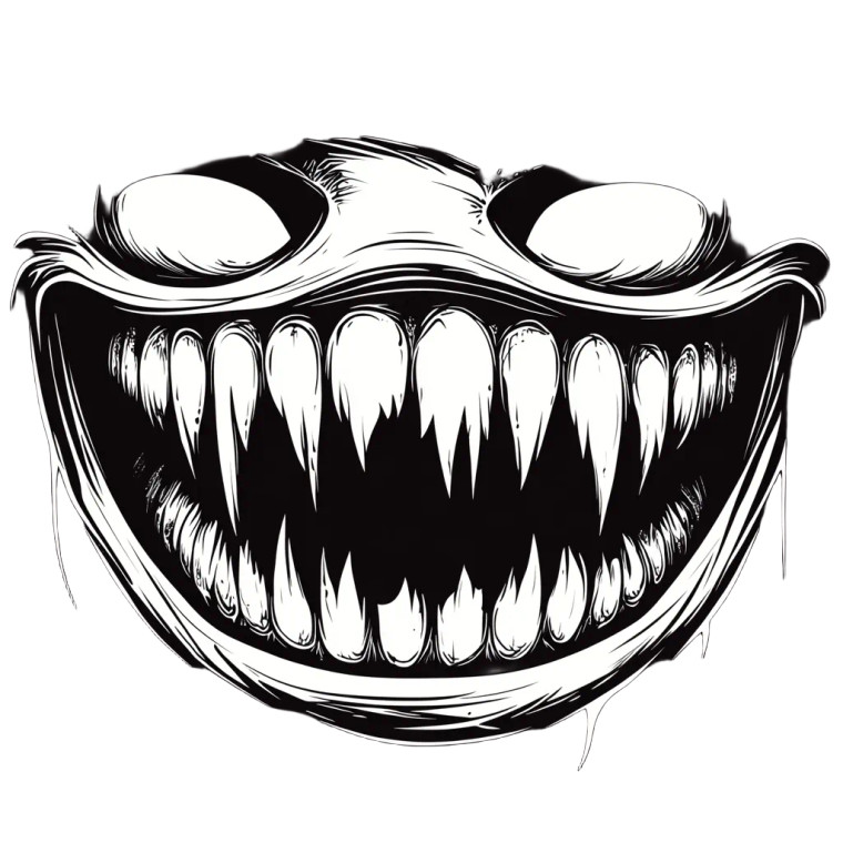 Monster Smile Vector Vinyl Car Decal Sticker – Waterproof & UV-Resistant 8"