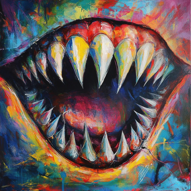 Colorful Sharp Teeth Vinyl Car Decal Sticker – Waterproof & UV-Resistant 8"
