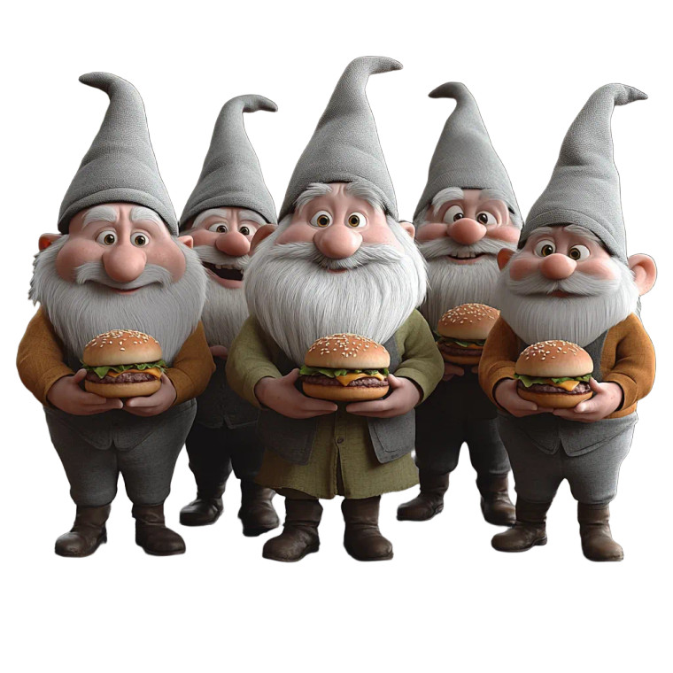 Dwarfs With Hamburgers Vinyl Car Decal Sticker – Waterproof & UV-Resistant 8"