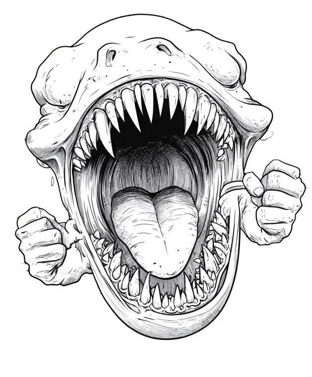 Sharp-Toothed Maw Vinyl Car Decal Sticker – Waterproof & UV-Resistant 8"