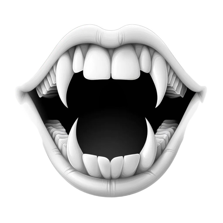 Vampire Fangs Illustration Vinyl Car Decal Sticker – Waterproof & UV-Resistant 8"