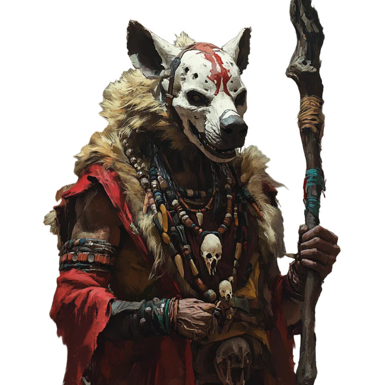 Shaman With Hyena Skull Vinyl Car Decal Sticker – Waterproof & UV-Resistant 8"
