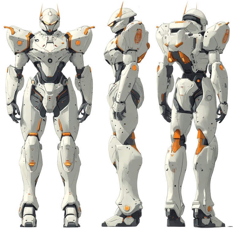 White Mecha Warrior Vinyl Car Decal Sticker – Waterproof & UV-Resistant 8"