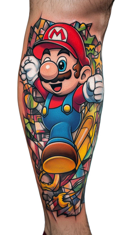 Mario Tattoo Vinyl Car Decal Sticker – Waterproof & UV-Resistant 8"
