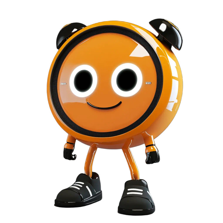 Orange Clock Character Vinyl Car Decal Sticker – Waterproof & UV-Resistant 8"