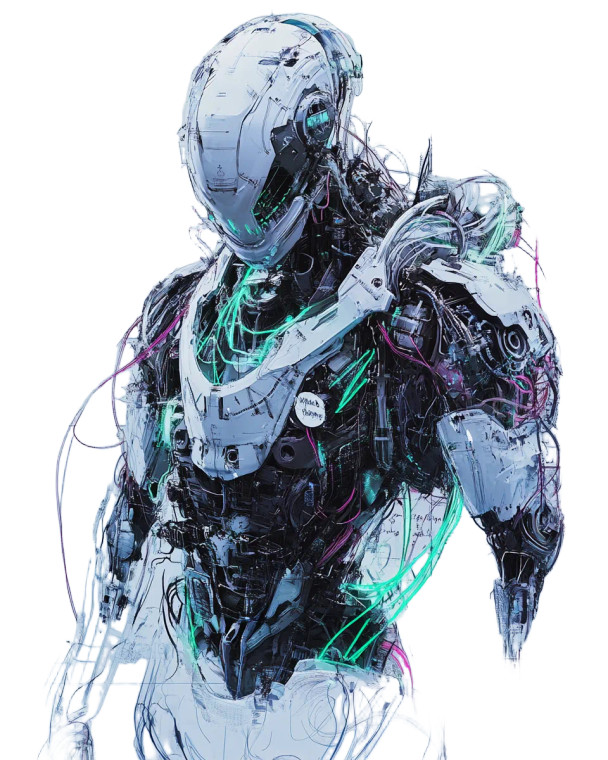 Neon Robot Blueprint Vinyl Car Decal Sticker – Waterproof & UV-Resistant 8"