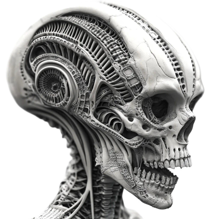 Giger Style Skull Vinyl Car Decal Sticker – Waterproof & UV-Resistant 8"