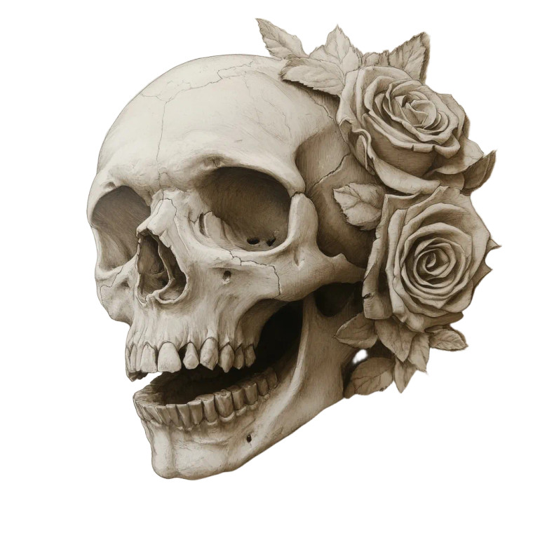 Skull And Roses Vinyl Car Decal Sticker – Waterproof & UV-Resistant 8"