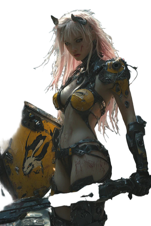 Futuristic Female Knight Vinyl Car Decal Sticker – Waterproof & UV-Resistant 8"