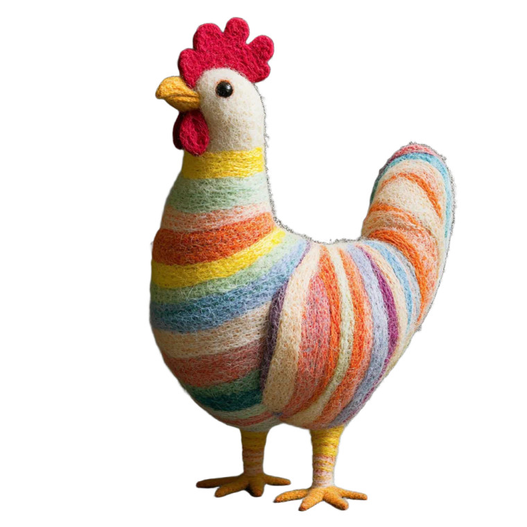 Colorful Felted Chicken Vinyl Car Decal Sticker – Waterproof & UV-Resistant 8"