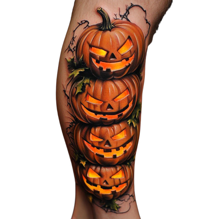 Stacked Jack-O-Lanterns Tattoo Vinyl Car Decal Sticker – Waterproof & UV-Resistant 8"