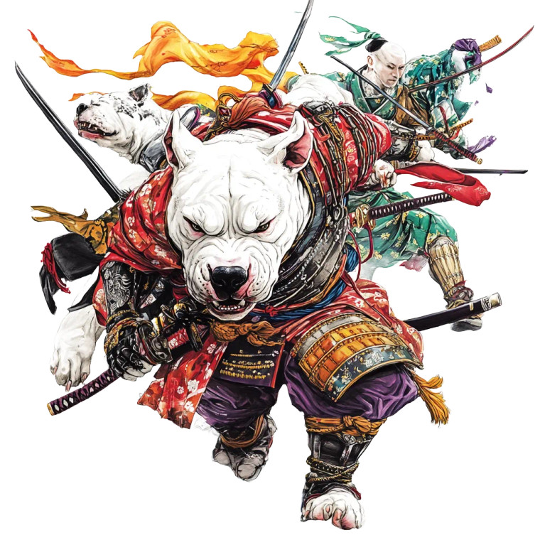 Samurai Bull Terrier Vinyl Car Decal Sticker – Waterproof & UV-Resistant 8"