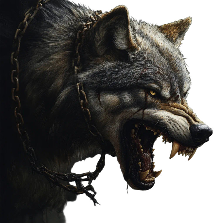 Chained Snarling Wolf Vinyl Car Decal Sticker – Waterproof & UV-Resistant 8"