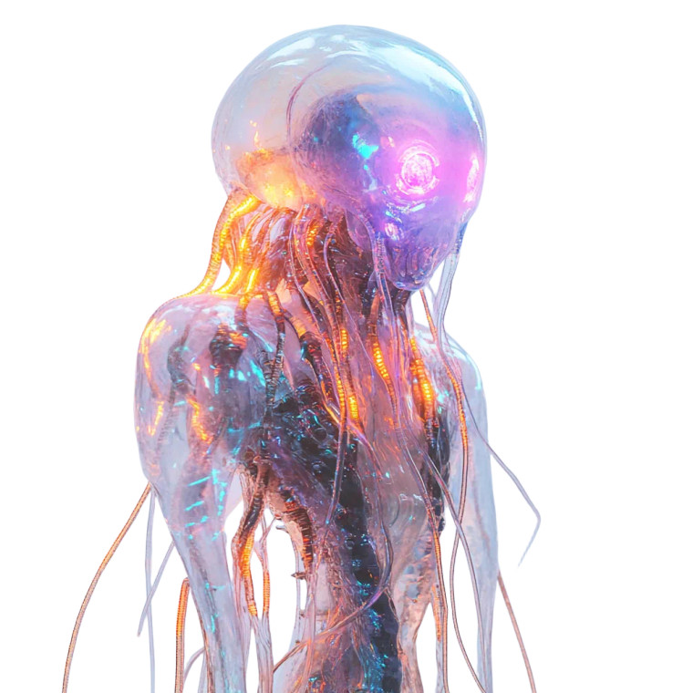 Neon Jellyfish Humanoid Vinyl Car Decal Sticker – Waterproof & UV-Resistant 8"