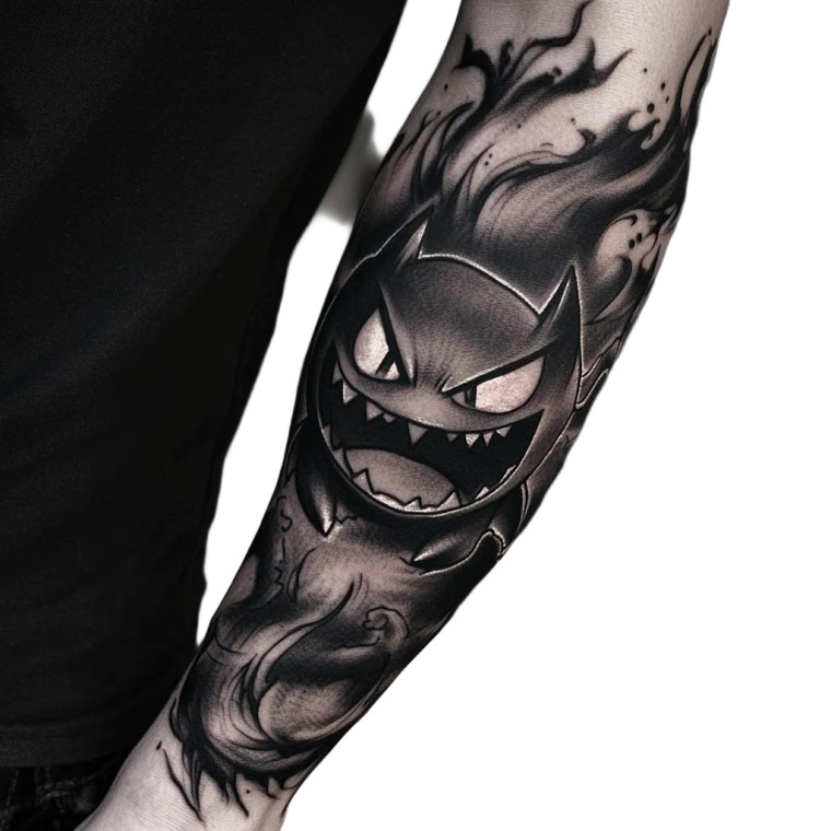 Gengar Tattoo Sleeve Vinyl Car Decal Sticker – Waterproof & UV-Resistant 8"