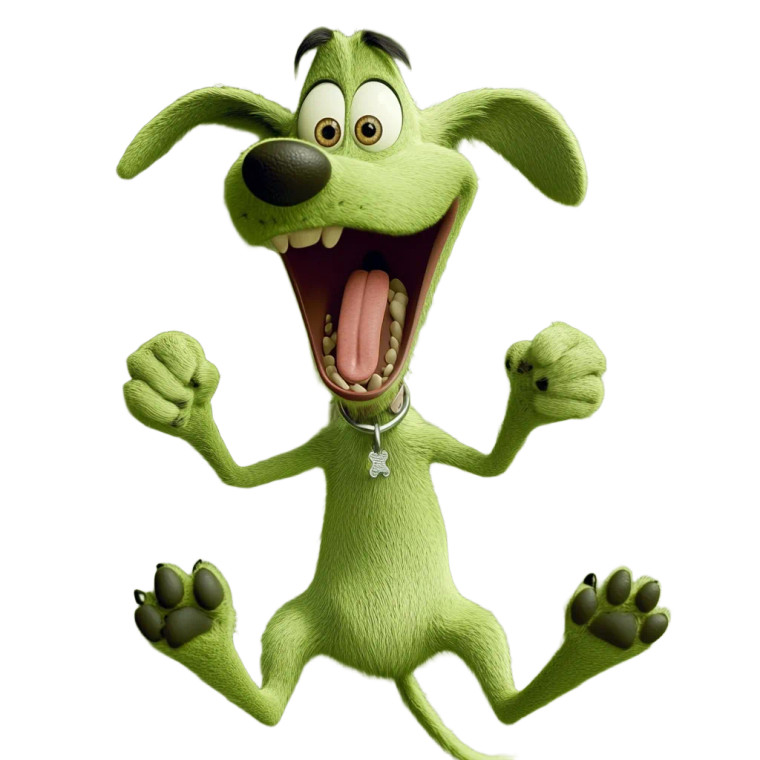 Excited Green Dog Vinyl Car Decal Sticker – Waterproof & UV-Resistant 8"