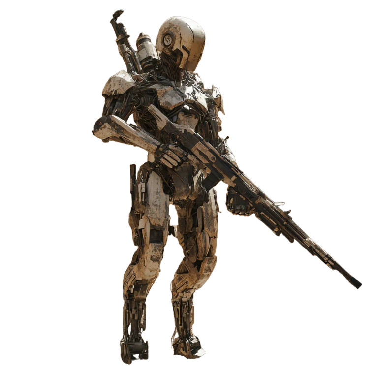 Desert Sniper Robot Vinyl Car Decal Sticker – Waterproof & UV-Resistant 8"