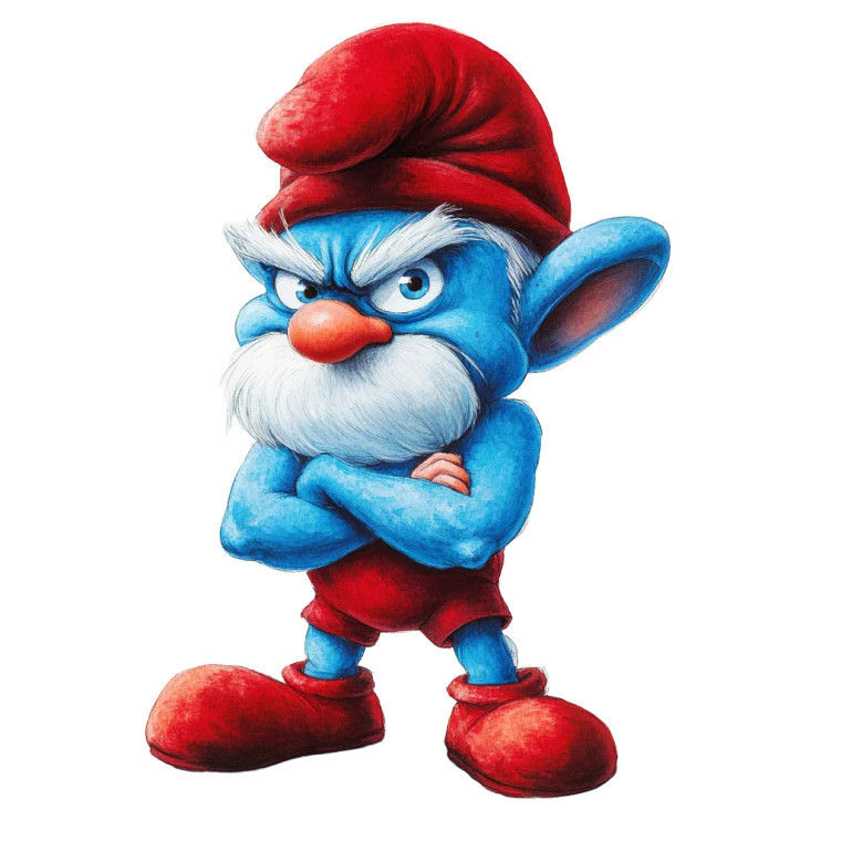 Grumpy Smurf Clipart Vinyl Car Decal Sticker – Waterproof & UV-Resistant 8"