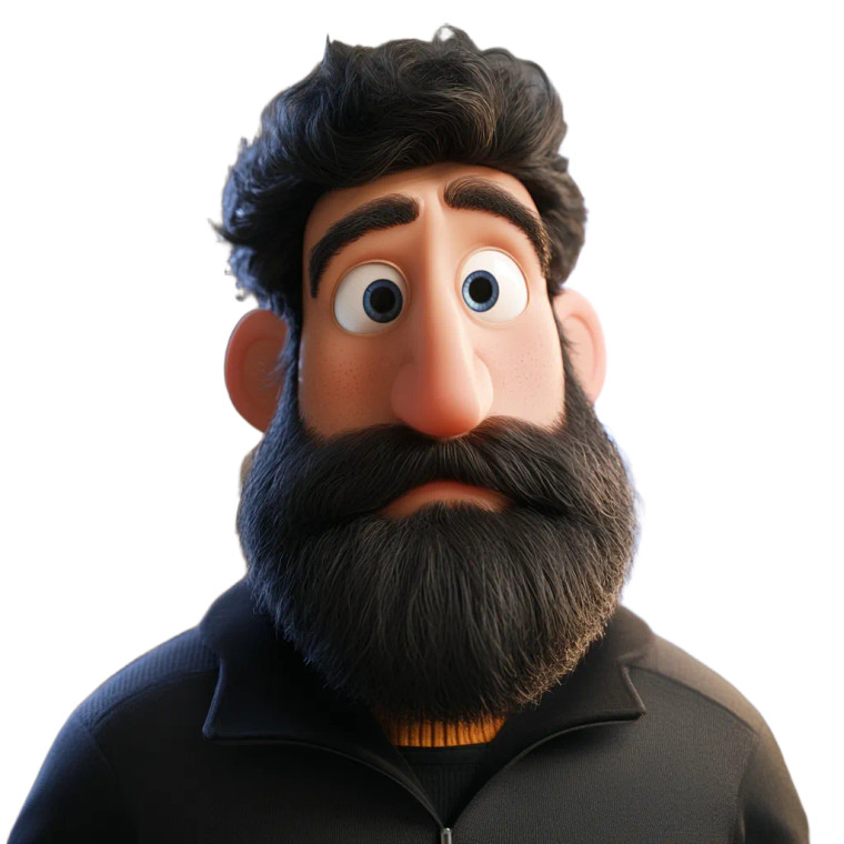 Bearded Pixar Character Vinyl Car Decal Sticker – Waterproof & UV-Resistant 8"