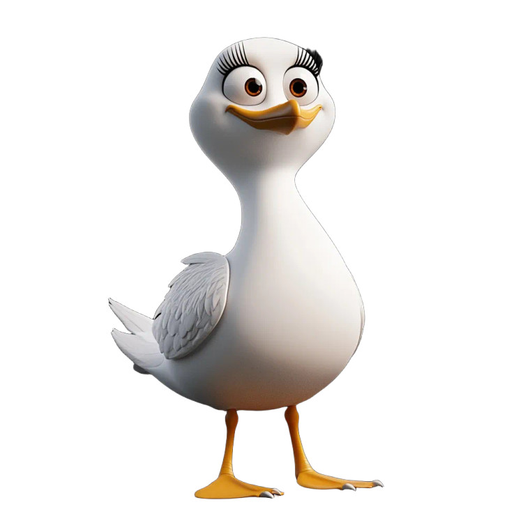 Muscular Cartoon Seagull Vinyl Car Decal Sticker – Waterproof & UV-Resistant 8"