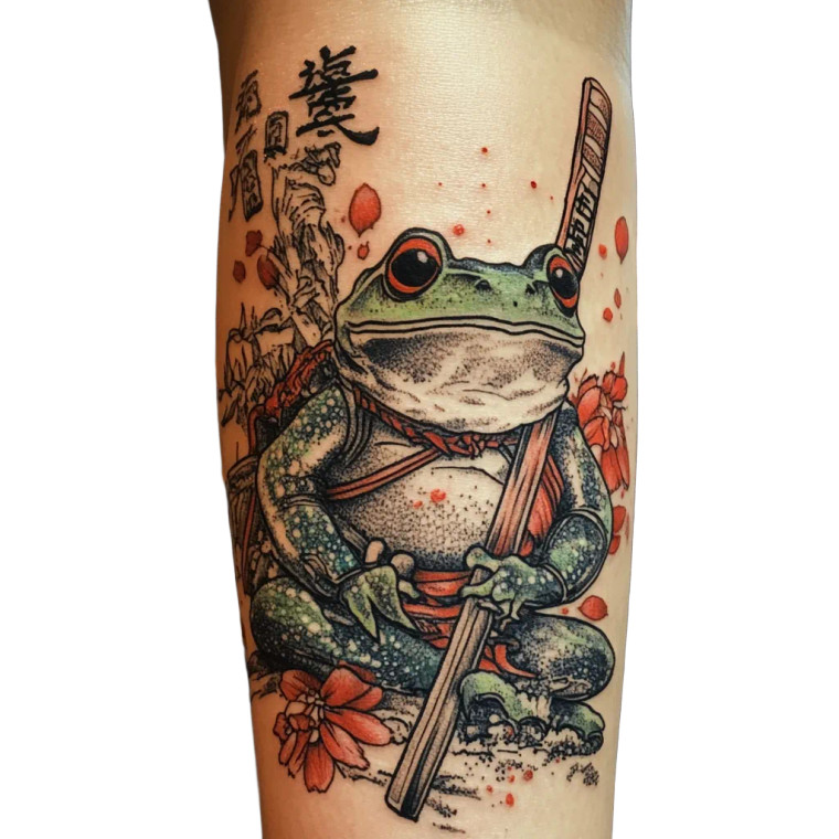 Frog Warrior Blackwork Vinyl Car Decal Sticker – Waterproof & UV-Resistant 8"