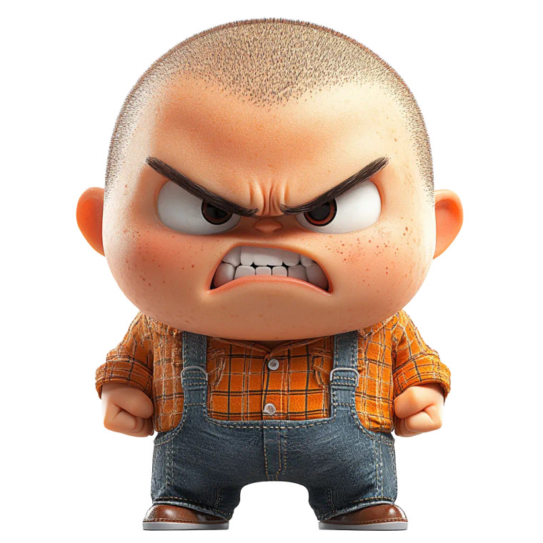 Angry Cartoon Bully Vinyl Car Decal Sticker – Waterproof & UV-Resistant 8"